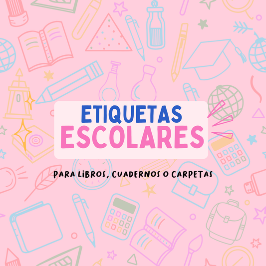 Etiquetas escolares para libros, cuadernos o carpetas