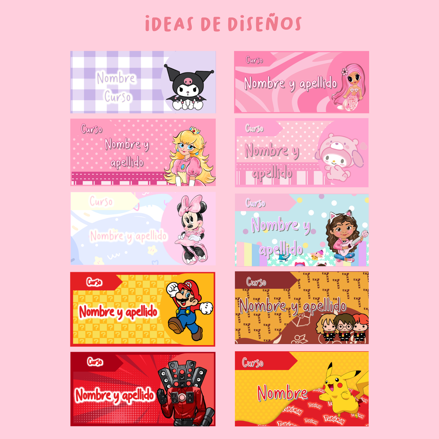 Etiquetas escolares para lápices